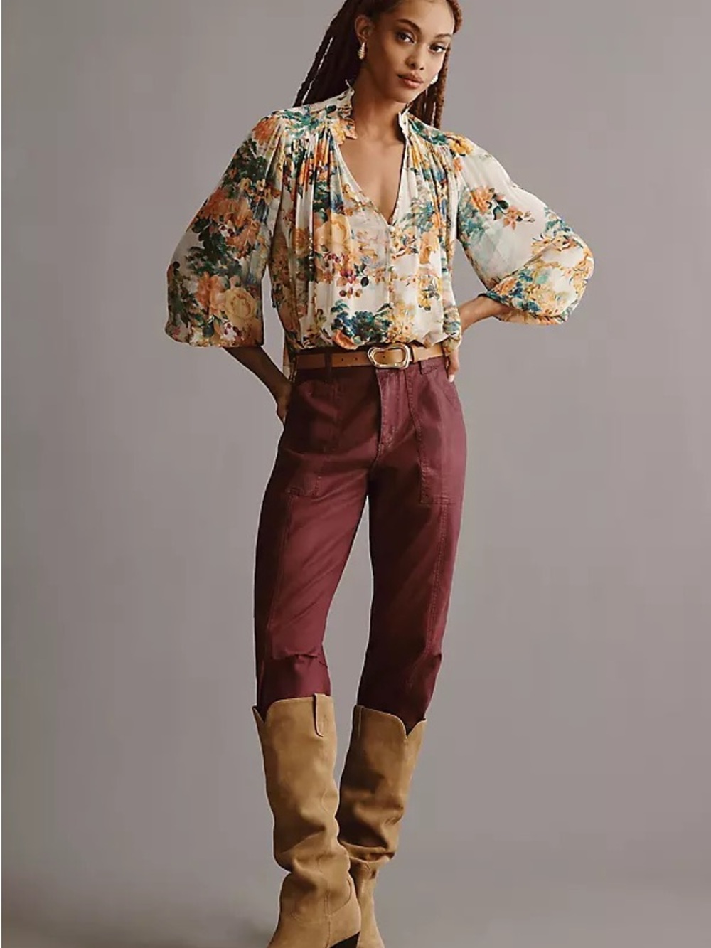 Estela Sheer Printed Buttoned Blouse from Anthropologie